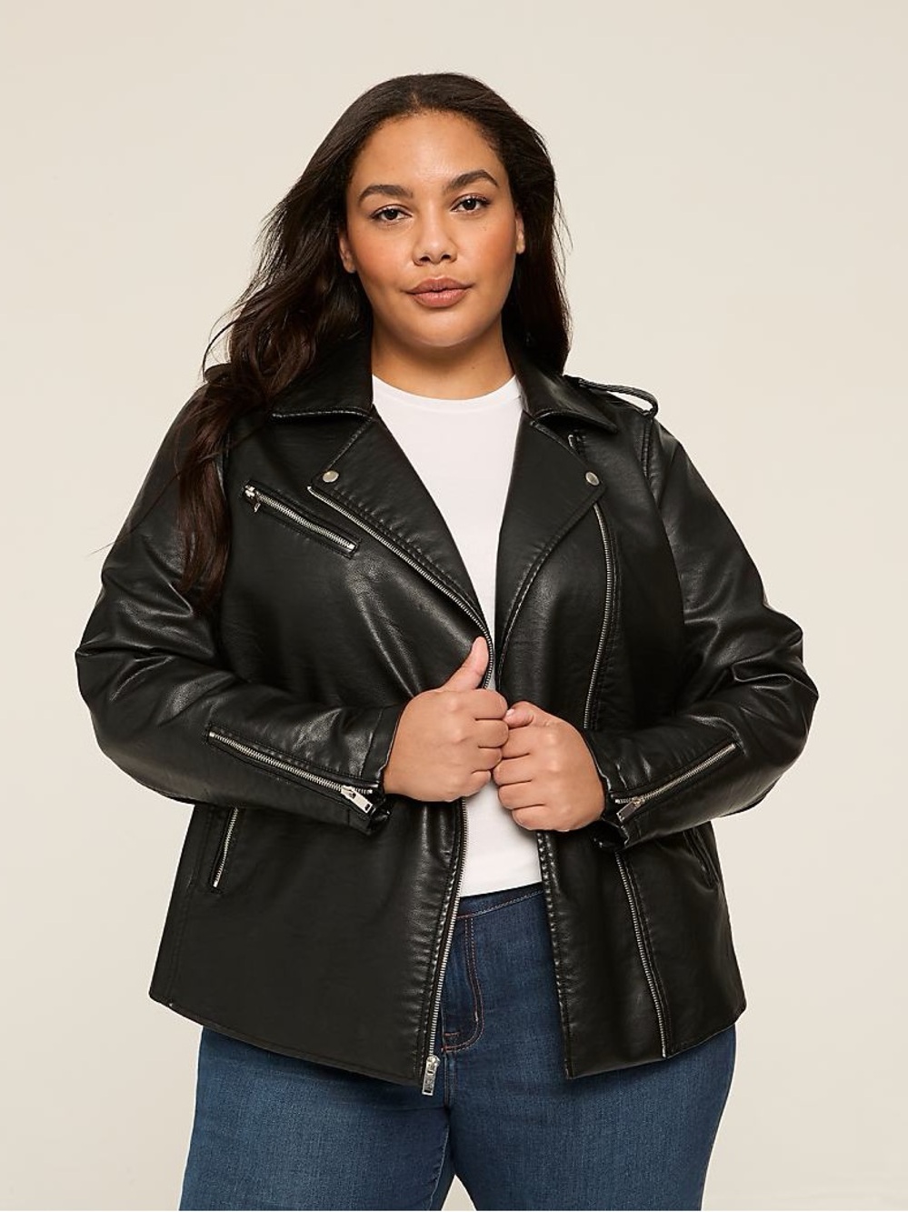 Lane Bryant Black Faux Leather Moto Jacket 18/20